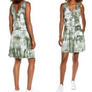 Sweaty Betty London Green Tie-Dye Sleeveless Dress with Pockets – Size Small